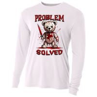 Problem Solved Funny Teddy Bear Halloween Cooling Performance Long Sleeve Crew