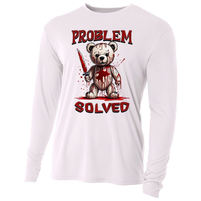 Problem Solved Funny Teddy Bear Halloween Cooling Performance Long Sleeve Crew