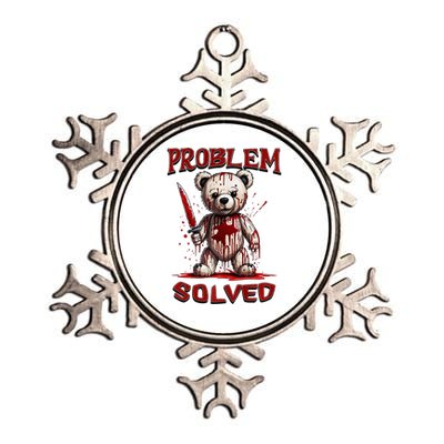 Problem Solved Funny Teddy Bear Halloween Metallic Star Ornament