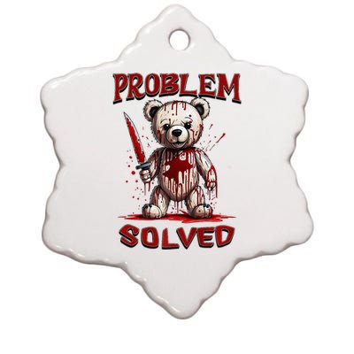 Problem Solved Funny Teddy Bear Halloween Ceramic Star Ornament