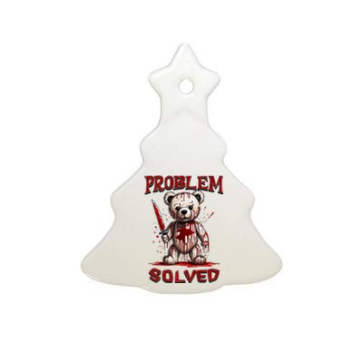 Problem Solved Funny Teddy Bear Halloween Ceramic Tree Ornament