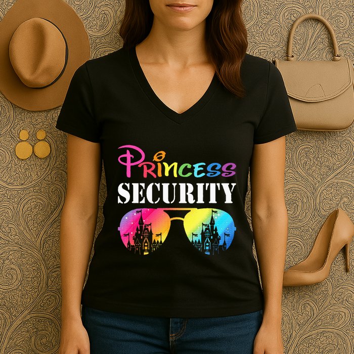 Princess Security Family Mom Dad Birthday Women's V-Neck T-Shirt