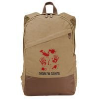 Problem Solved Funny Gory Halloween Dark Humour Cotton Canvas Backpack