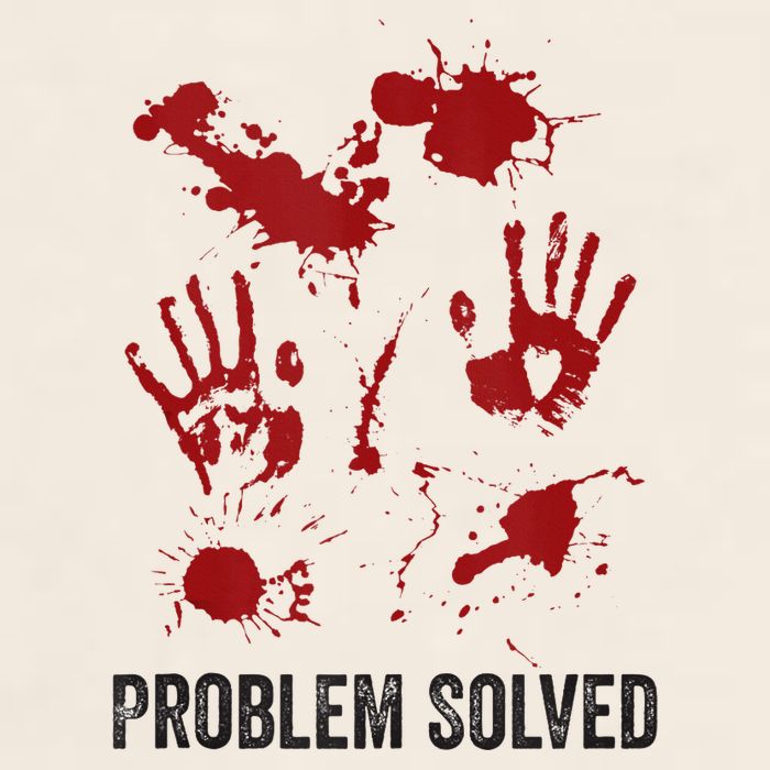 Problem Solved Funny Gory Halloween Dark Humour Garment-Dyed Women's Muscle Tee