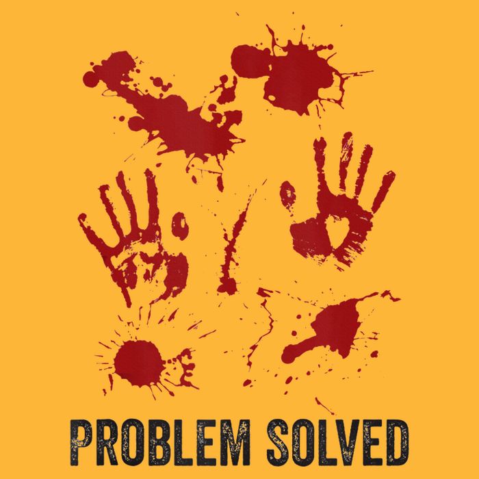 Problem Solved Funny Gory Halloween Dark Humour Sustainable Knit Beanie