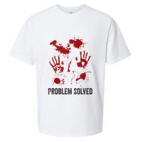Problem Solved Funny Gory Halloween Dark Humour Sueded Cloud Jersey T-Shirt