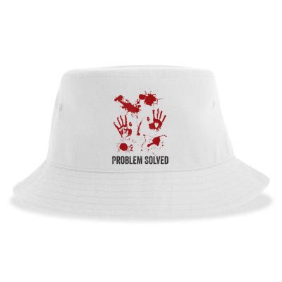 Problem Solved Funny Gory Halloween Dark Humour Sustainable Bucket Hat