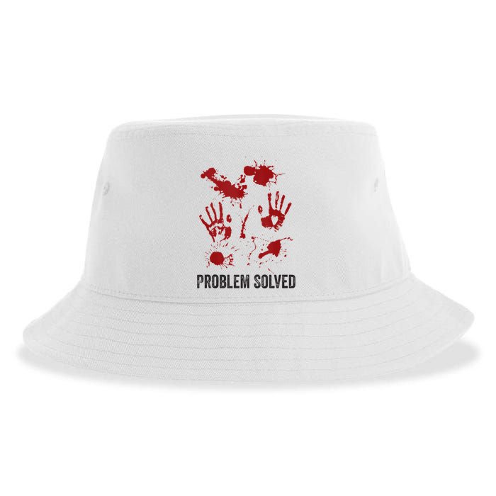 Problem Solved Funny Gory Halloween Dark Humour Sustainable Bucket Hat