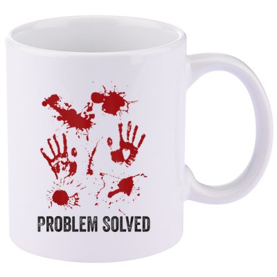 Problem Solved Funny Gory Halloween Dark Humour 11oz C Handle Ceramic Mug