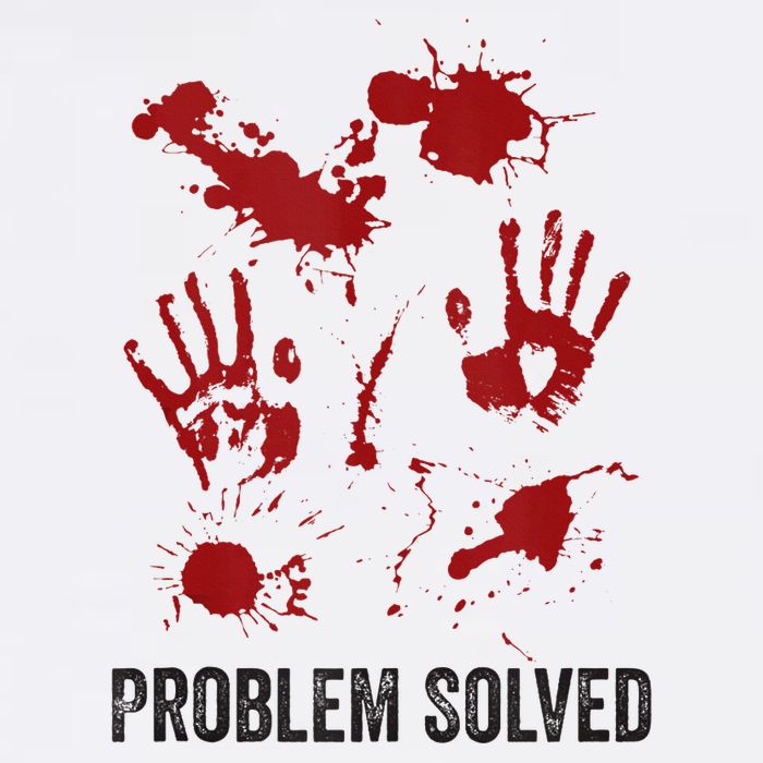 Problem Solved Funny Gory Halloween Dark Humour Flat Bill Trucker Hat