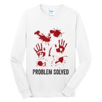 Problem Solved Funny Gory Halloween Dark Humour Tall Long Sleeve T-Shirt