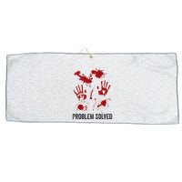 Problem Solved Funny Gory Halloween Dark Humour Large Microfiber Waffle Golf Towel