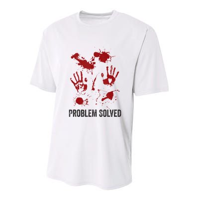Problem Solved Funny Gory Halloween Dark Humour Youth Performance Sprint T-Shirt
