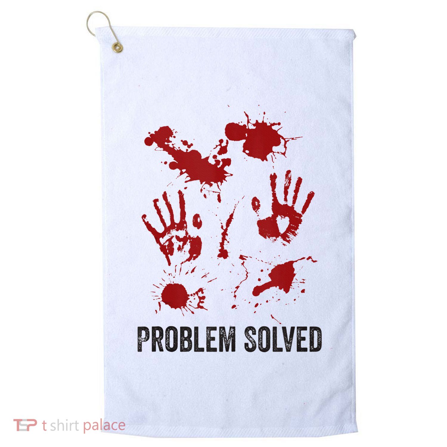 Problem Solved Funny Gory Halloween Dark Humour Golf Towel