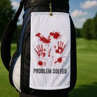 Problem Solved Funny Gory Halloween Dark Humour Golf Towel