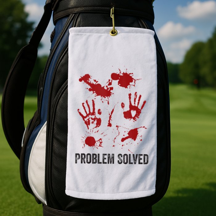 Problem Solved Funny Gory Halloween Dark Humour Golf Towel