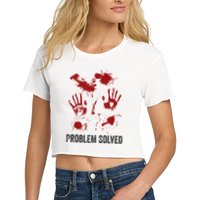 Problem Solved Funny Gory Halloween Dark Humour Crop Top