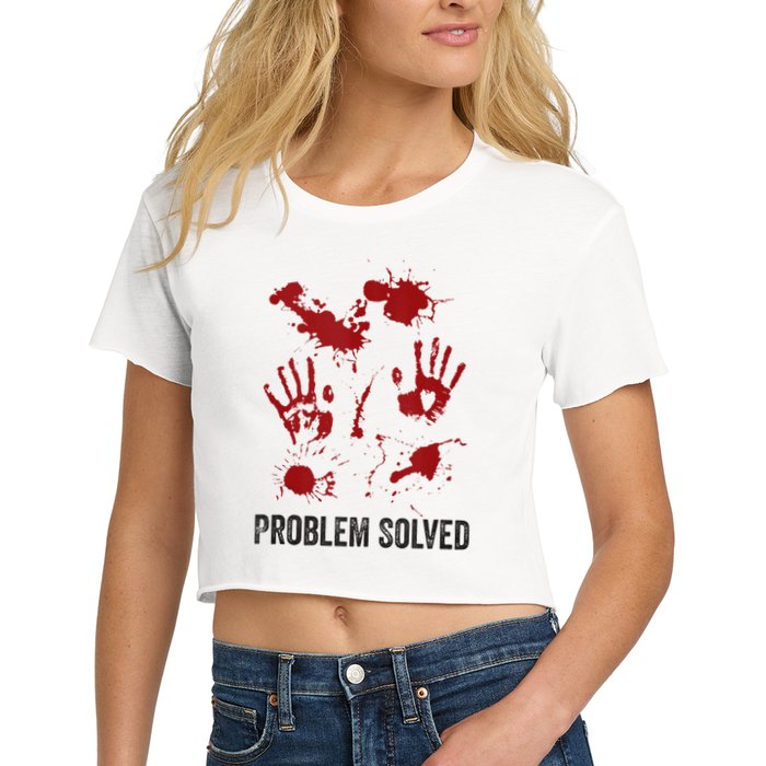 Problem Solved Funny Gory Halloween Dark Humour Crop Top
