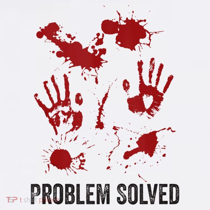 Problem Solved Funny Gory Halloween Dark Humour Cropped Pullover Crew