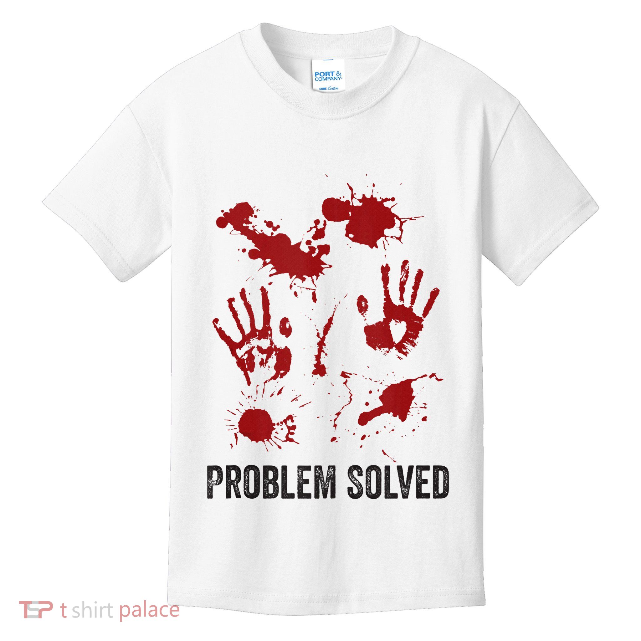 Problem Solved Funny Gory Halloween Dark Humour Kids T-Shirt