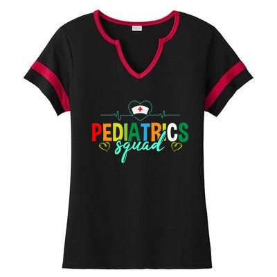 Pediatrics Squad Funny Pediatric Nurse Care Health Cute Gift Ladies Halftime Notch Neck Tee