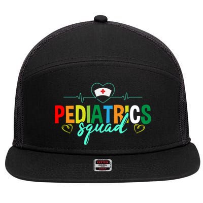 Pediatrics Squad Funny Pediatric Nurse Care Health Cute Gift 7 Panel Mesh Trucker Snapback Hat