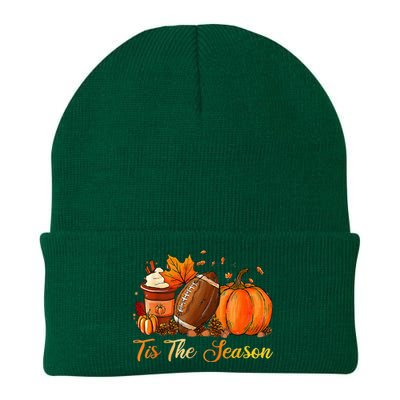 Pumpkin Spice Football Tis The Season Fall Thanksgiving Knit Cap Winter Beanie