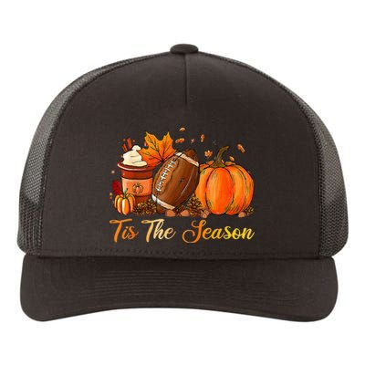 Pumpkin Spice Football Tis The Season Fall Thanksgiving Yupoong Adult 5-Panel Trucker Hat