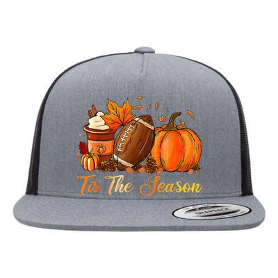 Pumpkin Spice Football Tis The Season Fall Thanksgiving Flat Bill Trucker Hat