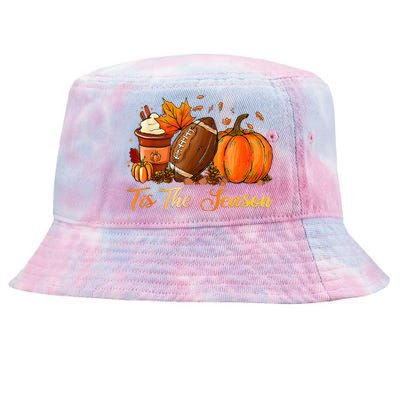 Pumpkin Spice Football Tis The Season Fall Thanksgiving Tie-Dyed Bucket Hat