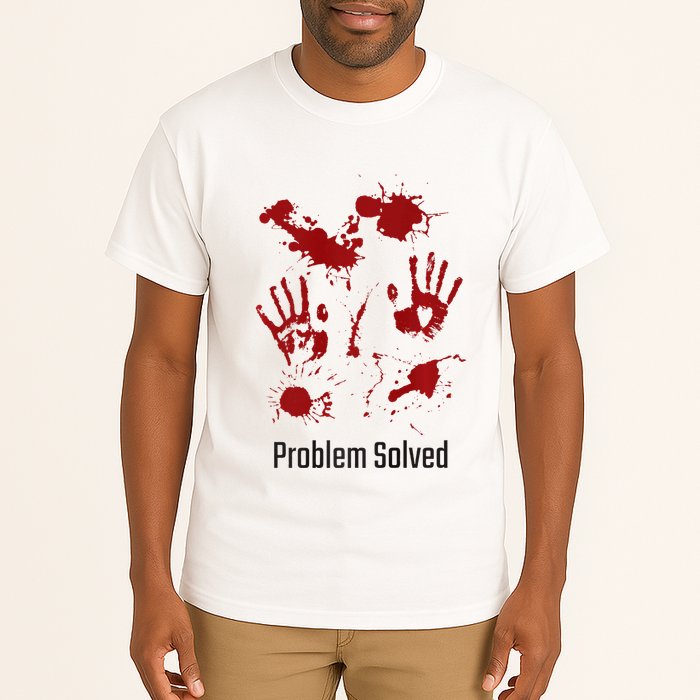 Problem Solved Funny Gory Halloween Dark Humour Tall T-Shirt
