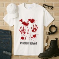 Problem Solved Funny Gory Halloween Dark Humour Tall T-Shirt