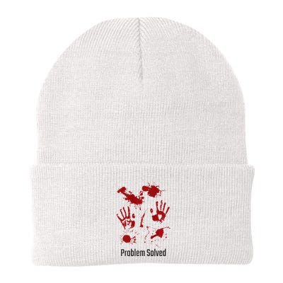 Problem Solved Funny Gory Halloween Dark Humour Knit Cap Winter Beanie