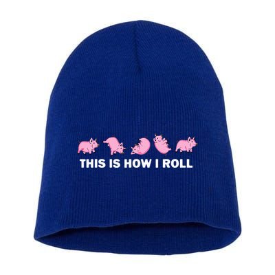 Pig Swine Farm Animal Funny This Is How I Roll Pig Short Acrylic Beanie