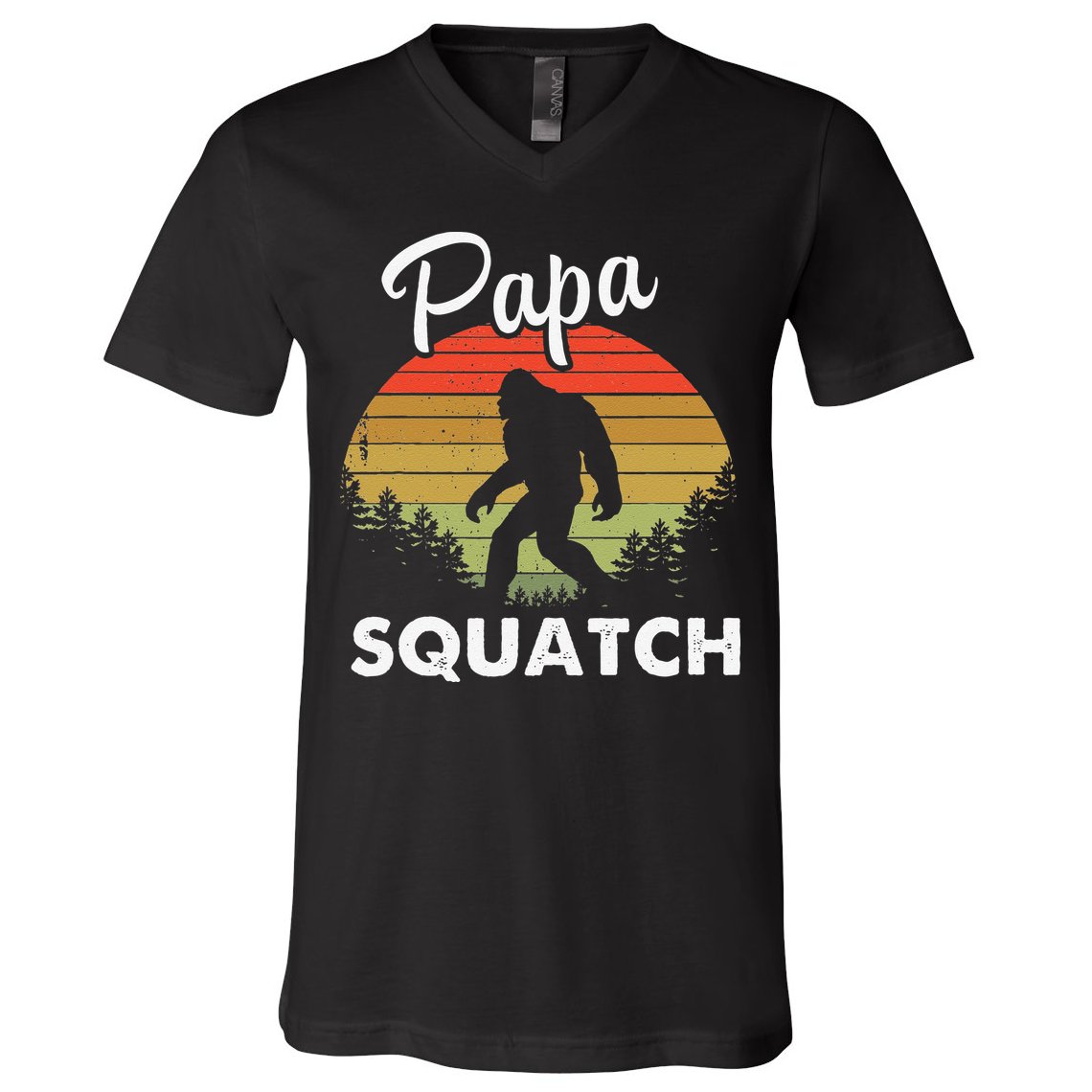 Papa Squatch Funny Bigfoot Camping Hiking Outdoor Father Day V-Neck T-Shirt