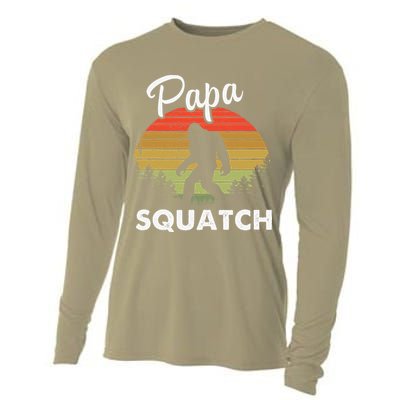 Papa Squatch Funny Bigfoot Camping Hiking Outdoor Father Day Cooling Performance Long Sleeve Crew
