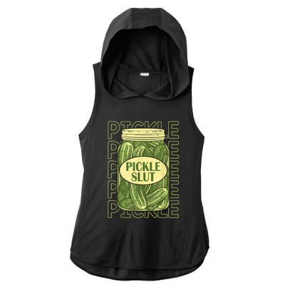 Pickle Slut Funny Pickle Slut Who Loves Pickles Ladies PosiCharge Tri-Blend Wicking Draft Hoodie Tank