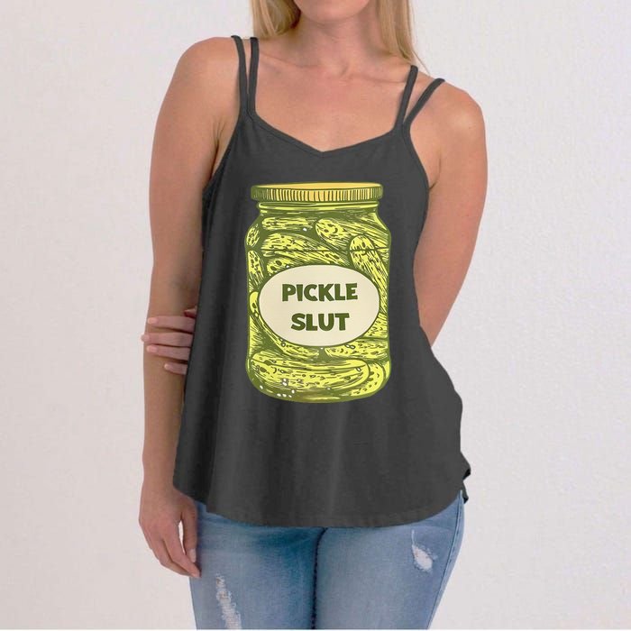 pickle slut funny canned pickles Women's Strappy Tank