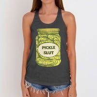 pickle slut funny canned pickles Women's Knotted Racerback Tank