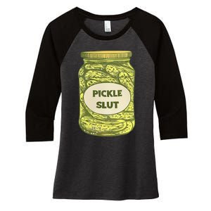 pickle slut funny canned pickles Women's Tri-Blend 3/4-Sleeve Raglan Shirt