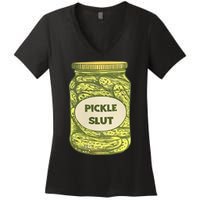 pickle slut funny canned pickles Women's V-Neck T-Shirt