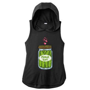 Pickle Slut For Dill And Pickle Lover Ladies PosiCharge Tri-Blend Wicking Draft Hoodie Tank