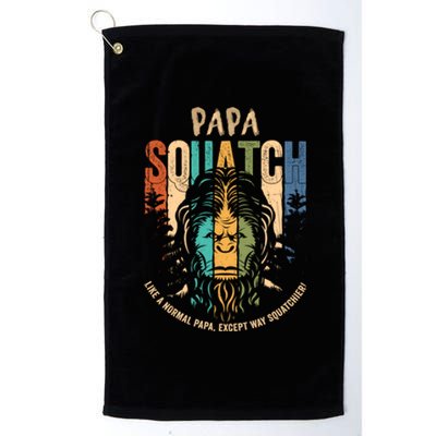 Papa Squatch Funny Bigfoot Papa Fathers Day Sasquatch Gift Platinum Collection Golf Towel