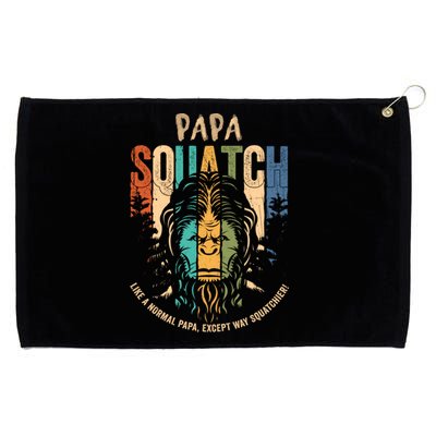 Papa Squatch Funny Bigfoot Papa Fathers Day Sasquatch Gift Grommeted Golf Towel