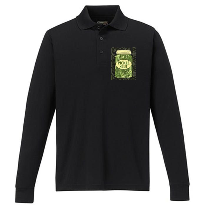 Pickle Slut Funny Pickle Slut Who Loves Pickles Apaprel Performance Long Sleeve Polo