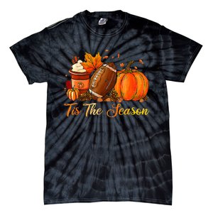 Pumpkin Spice Football Tis The Season Fall Thanksgiving Tie-Dye T-Shirt