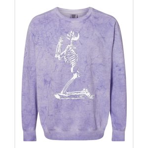 Praying Skeleton Funny Cool Morbid Prayer Design Colorblast Crewneck Sweatshirt