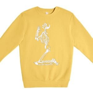 Praying Skeleton Funny Cool Morbid Prayer Design Premium Crewneck Sweatshirt