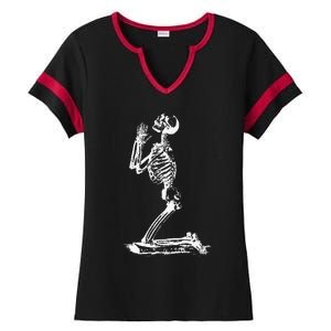 Praying Skeleton Funny Cool Morbid Prayer Design Ladies Halftime Notch Neck Tee