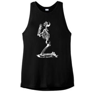 Praying Skeleton Funny Cool Morbid Prayer Design Ladies PosiCharge Tri-Blend Wicking Tank